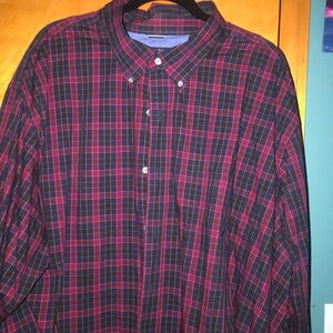 Men's Nautica Plaid Button-Up Shirt 4XLT. - Red and Blue